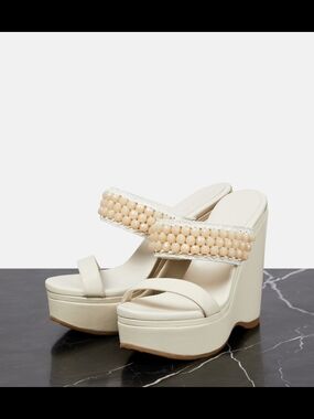 Jimmy Choo Amoure Wedge 130 in Latte Nappa Leather